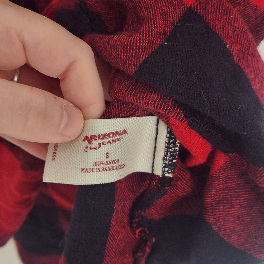 Arizona Jean Co Buffalo Plaid Flannel Shirt Womens Small Red Black Button Up - Picture 4 of 7